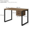 Mesa Escritorio 120 Com Gaveteiro Industrial Frame Munique Kappesberg