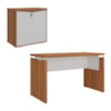 Mesa Escritorio 125 cm E Balcao 2 Portas 74 cm Freijo Branco Artany