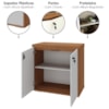 Mesa Escritorio 125 cm E Balcao 2 Portas 74 cm Freijo Branco Artany