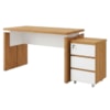 Mesa Escritorio 125 cm e Gaveteiro 3 Gavetas Freijo Branco Artany