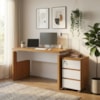Mesa Escritorio 125 cm e Gaveteiro 3 Gavetas Freijo Branco Artany