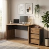 Mesa Escritorio 125 cm e Gaveteiro 3 Gavetas Nogal Preto Artany