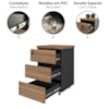 Mesa Escritorio 125 cm e Gaveteiro 3 Gavetas Nogal Preto Artany
