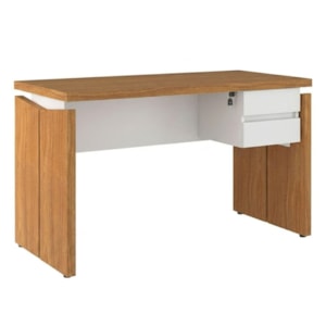 Mesa Escritorio 125 cm E Gaveteiro Suspenso 2 Gavetas Freijo Branco Artany