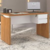 Mesa Escritorio 125 cm E Gaveteiro Suspenso 2 Gavetas Freijo Branco Artany