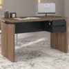 Mesa Escritorio 125 cm E Gaveteiro Suspenso 2 Gavetas Nogal Preto Artany