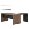 Mesa Escritorio 136X60 cm Com Mesa de Apoio 89 cm E 2 Prateleiras Suspensas Nogal Preto Artany