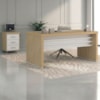 Mesa Escritorio 136X60 cm E Gaveteiro 3 Gavetas 61X44 cm Carvalho Branco Artany