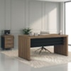 Mesa Escritorio 136X60 cm E Gaveteiro 3 Gavetas 61X44 cm Nogal Preto Artany