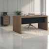 Mesa Escritorio 136X60 cm E Gaveteiro 3 Gavetas 61X44 cm Nogal Preto Artany