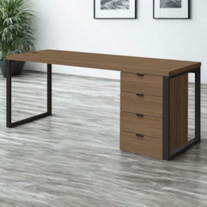 Mesa Escritorio 190 cm e Gaveteiro 4 Gavetas Frame Munique Kappesberg