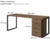 Mesa Escritorio 190 cm e Gaveteiro 4 Gavetas Frame Munique Kappesberg