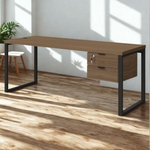 Mesa Escritorio 190 Com Gaveteiro Industrial Frame Munique Kappesberg