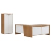 Mesa Escritorio 3 Gavetas 2 Portas Em L 190X180 cm E Armario 2 Portas 160X77 cm Freijo Branco Artany