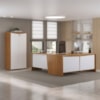 Mesa Escritorio 3 Gavetas 2 Portas Em L 190X180 cm E Armario 2 Portas 160X77 cm Freijo Branco Artany