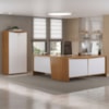 Mesa Escritorio 3 Gavetas 2 Portas Em L 190X180 cm E Armario 2 Portas 160X77 cm Freijo Branco Artany