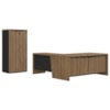 Mesa Escritorio 3 Gavetas 2 Portas Em L 190X180 cm E Armario 2 Portas 160X77 cm Nogal Preto Artany
