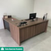 Mesa Escritorio 3 Gavetas 2 Portas Em L 190X180 cm E Armario 2 Portas 160X77 cm Nogal Preto Artany