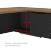Mesa Escritorio 3 Gavetas 2 Portas Em L 190X180 cm E Armario 2 Portas 160X77 cm Nogal Preto Artany