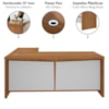 Mesa Escritorio 3 Gavetas 2 Portas Em L Tampo Tamburato 190X180 cm Freijo Branco Artany