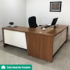 Mesa Escritorio 3 Gavetas 2 Portas Em L Tampo Tamburato 190X180 cm Freijo Branco Artany