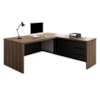 Mesa Escritorio 3 Gavetas 2 Portas Em L Tampo Tamburato 190X180 cm Nogal Preto Artany
