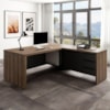 Mesa Escritorio 3 Gavetas 2 Portas Em L Tampo Tamburato 190X180 cm Nogal Preto Artany