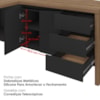 Mesa Escritorio 3 Gavetas 2 Portas Em L Tampo Tamburato 190X180 cm Nogal Preto Artany