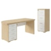 Mesa Escritorio 4 Gavetas 180X80 cm E Armario Arquivo 132X47 cm 4 Gavetas Carvalho Branco Artany