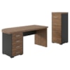 Mesa Escritorio 4 Gavetas 180X80 cm E Armario Arquivo 132X47 cm 4 Gavetas Nogal Preto Artany