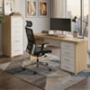 Mesa Escritorio 4 Gavetas 180X80 cm E Armario Arquivo 4 Gavetas 132X47 cm Carvalho Branco Artany