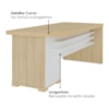 Mesa Escritorio 4 Gavetas 180X80 cm E Armario Arquivo 4 Gavetas 132X47 cm Carvalho Branco Artany