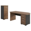 Mesa Escritorio 4 Gavetas 180X80 cm E Armario Arquivo 4 Gavetas 132X47 cm Nogal Preto Artany