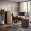 Mesa Escritorio 4 Gavetas 180X80 cm E Armario Arquivo 4 Gavetas 132X47 cm Nogal Preto Artany