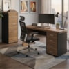 Mesa Escritorio 4 Gavetas 180X80 cm E Armario Arquivo 4 Gavetas 132X47 cm Nogal Preto Artany