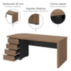 Mesa Escritorio 4 Gavetas 180X80 cm E Estante Com LED 193X136 cm 3 Portas Nogal Preto Artany