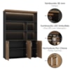 Mesa Escritorio 4 Gavetas 180X80 cm E Estante Com LED 193X136 cm 3 Portas Nogal Preto Artany