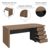 Mesa Escritorio 4 Gavetas 180X80 cm E Estante Com LED 3 Portas 193X136 cm Nogal Preto Artany
