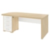 Mesa Escritorio 4 Gavetas 180x80 cm Tampo Tamburato Carvalho Branco Artany