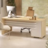 Mesa Escritorio 4 Gavetas 180x80 cm Tampo Tamburato Carvalho Branco Artany