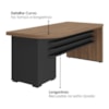 Mesa Escritorio 4 Gavetas 180x80 cm Tampo Tamburato Nogal Preto Artany
