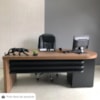 Mesa Escritorio 4 Gavetas 180x80 cm Tampo Tamburato Nogal Preto Artany