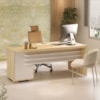 Mesa Escritorio 4 Gavetas Tampo Tamburato 180x80 cm Carvalho Branco Artany