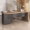 Mesa Escritorio 4 Gavetas Tampo Tamburato 180x80 cm Nogal Preto Artany