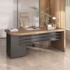Mesa Escritorio 4 Gavetas Tampo Tamburato 180x80 cm Nogal Preto Artany