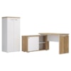 Mesa Escritorio Em L 168X135 cm E Armario 140X70 cm Olmo Branco Artany