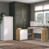 Mesa Escritorio Em L 168X135 cm E Armario 140X70 cm Olmo Branco Artany