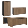 Mesa Escritorio Em L 190X180 cm Com Armario E Balcao Nogal Preto Artany