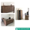 Mesa Escritorio Em L 190X180 cm Com Armario E Balcao Nogal Preto Artany