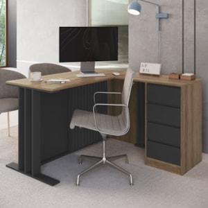 Mesa Escritorio Em L Office 130X120 cm 4G CJ8020 Mel Grafite FAEM